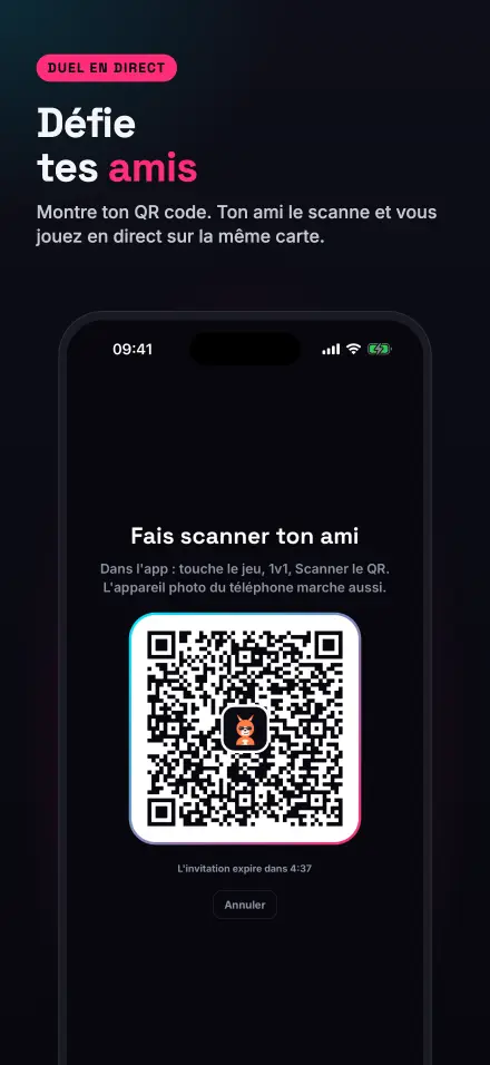 Capture d’écran de l’app : Duel en direct