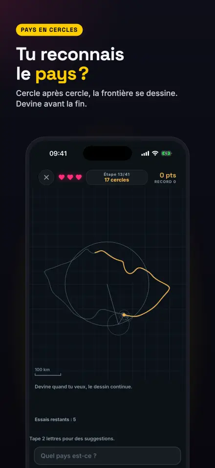 Capture d’écran de l’app : Pays en cercles